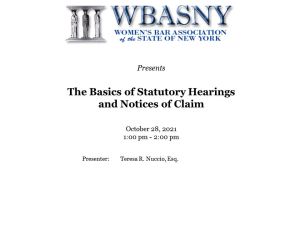 wbasny - The Basics of Statutory Hearings and Notices of Claim