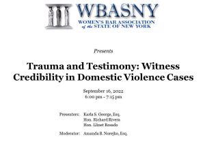 wbasny - Trauma and Testimoney - Witness Credibilitu in Domestic Violence Cases